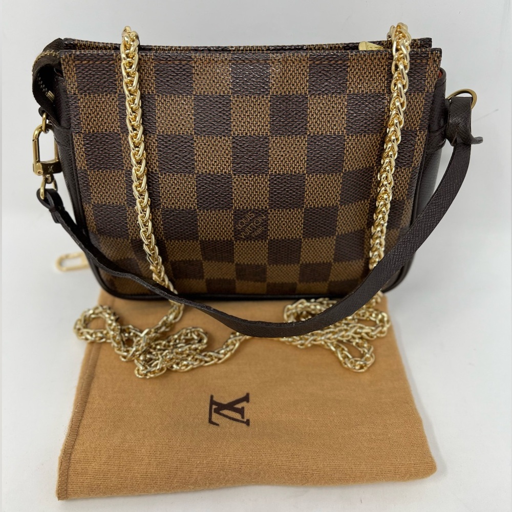 Louis Vuitton LV Trousse  Pouch Bag Clutch Truth Makeup Brown Damier, Crossbody